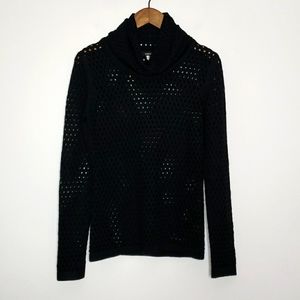 Kerisma Black Open Weave Cashmere Blend Cowl Neck Tunic Sweater Size Small